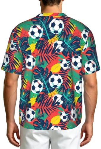 Men's Scrub Top,V-Neck Spill Wrinkle Resistant,3 Pockets-Tropical Palm Leaf Football (2) - Image 2