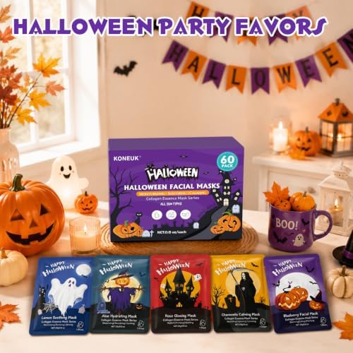 60 Pack Bulk Halloween Face Mask, Sheet Facial Mask for Halloween Gifts - Image 7