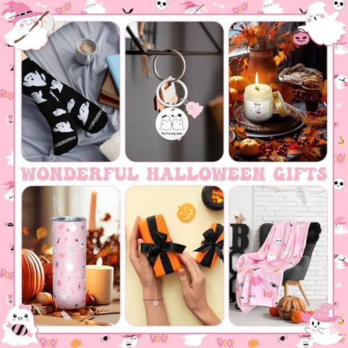 8 Pcs Halloween Boo Basket Gifts for Women Pink Ghost Basket Stuffers Gift - Image 5