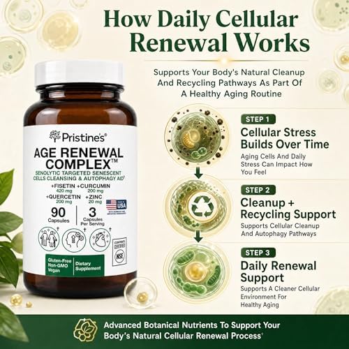 PRISTINE'S Age Renewal Senolytic Autophagy Capsules, NSF Certified, Vegan - Image 4