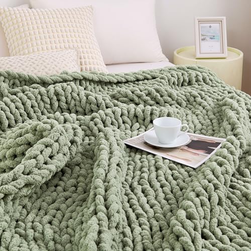 Chunky Knit Blanket Throw for Couch, 40"x50" Chunky Yarn Knitted Blankets - Image 3