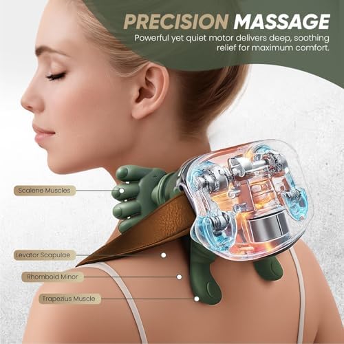 Neck Massager with Hands, Cordless Heated Shiatsu Neck & Shoulder Massager for Deep Tissue Muscle Pain Relief, Finger Kneading Back Massager, Rechargeable Gift for Men & Women - Image 4