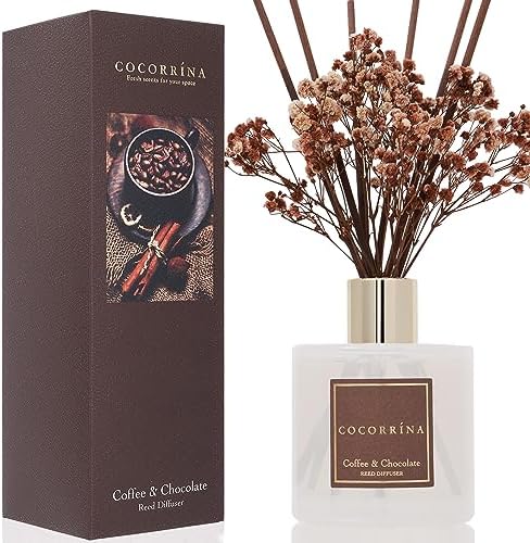 Cocorrína Reed Diffuser Sets - Coffee & Chocolate Scented Diffuser with Sticks Home Fragrance Reed Diffuser for Bathroom Shelf Decor by COCORR%C3%8DNA