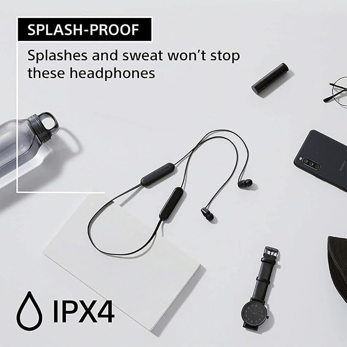 Sony WI-C100 Wireless in-Ear Bluetooth Headphones with Built-in Mic, White | Up to 25 Hrs of Battery, Clear Hands-Free Calling, Easy Button Operation, Flexible Neckband, IPX4 Water Resistant - Image 4