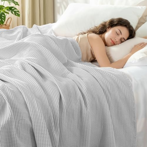 Exclusivo Mezcla 100% Cotton Oversized Waffle Throw Blanket for Couch Sofa - Image 3