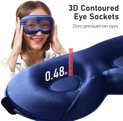 LitBear 100% 22 Momme Mulberry Silk Sleep Mask - 3D Contoured, Deep Blue - Image 2
