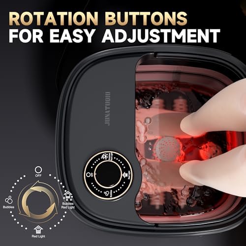 Deluxe Foot Bath Massage Spa with Temperature Control, Electric Heated Foot Soaking Tub for Professional Pedicure Foot Spa Massager with Bubbles, Remote Control and Shiatsu Rollers Black - Image 2