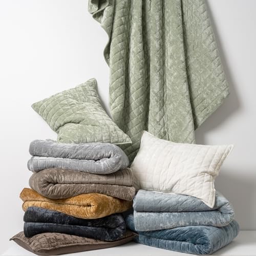 RECYCO Channel Box Stitch Velvet Quilt Set, Twin/Twin XL Size, Sage Green - Image 6