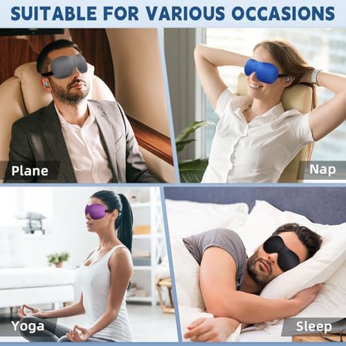 4-Pack Eye Masks for Sleep with Adjustable Strap Comfortable Sleep Masks for Women and Man Night Sleep, Travel, Nap Gery - Image 6