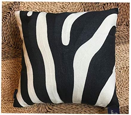 Decorative Pillowcase Zebra Animal Stripe Dark Gray Black and White Embroidered Decorative Throw Pillow Cover 17x17 inch Grey Black 1pc Modern Pattern Animal Stripes 43x43cm by Unknown