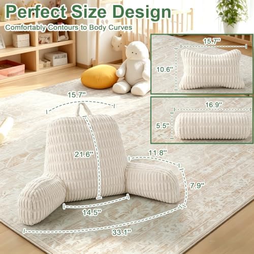 Reading Pillow for Bed, Upright Bed Pillow for Sitting Up(White, Large) - Image 5