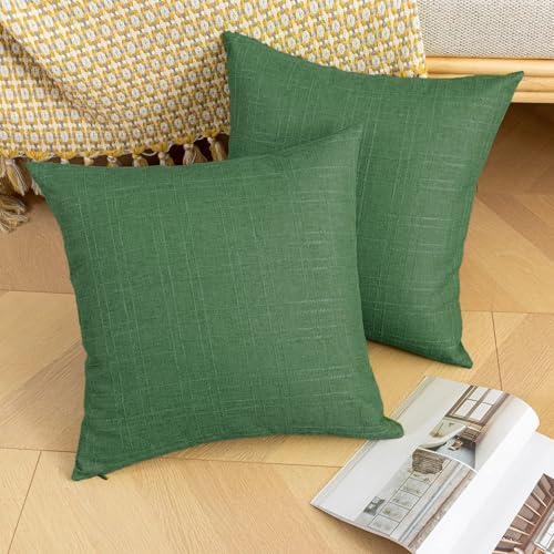 Kevin Textile Outdoor Waterproof 20”x20” Pillow Covers 2 Pack, Dark Green - Image 6