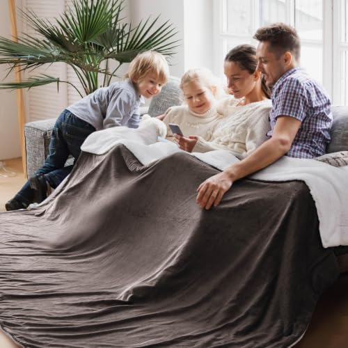 Bedsure GentleSoft Sherpa Fleece Cal King Blankets for Bed, Non-Heated, Thick and Warm Oversized Throw for Women and Men, Soft Fuzzy Plush Large Blanket for Winter, Brown, 112x98 Inches by BEDSURE
