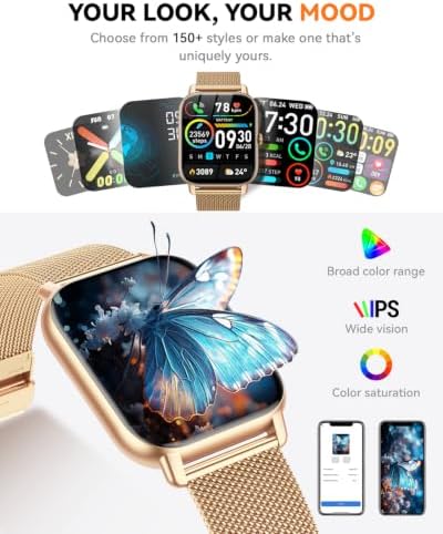 Smart Watches for Men Women, Fitness Tracker with Activity Counter/ Sleep Monitor, IP68 Waterproof Smart Watch for Android iPhone iOS Compatible (Warm Sand Case w/ Champagne & Vintage Gold Band, 1.83) - Image 5