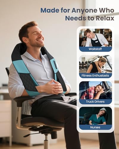 COMFIER Cordless Neck Shoulder Massager with Heat,Black Blue - Image 3