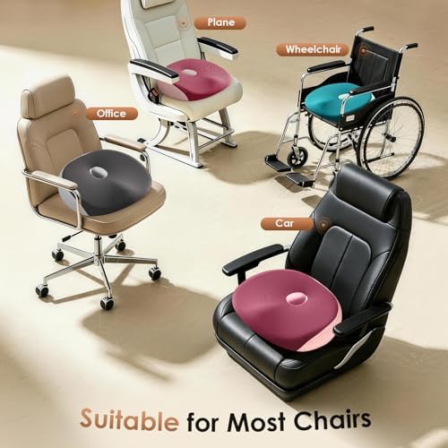 FLORICH Large Car Seat Cushion for Long Sitting, Ergonomic Memory Foam Driving Seat Cushion for Back & Sciatica Pain Relief, Non-Slip Washable Seat Cushion for Car, Driver, Office-Pink - Image 4