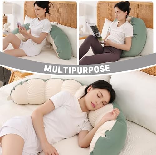 Peallow(Pat. Pend) – Long Round Body Pillow for Adults, Bolster Pillow for Sleeping, Soft and Supportive Pillow for Sleeping & Lumbar Support (Green-White, 59") - Image 6