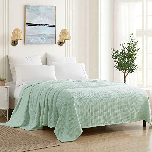 Sweet Home Collection 100% Fine Cotton Blanket Luxurious Weave Stylish Design Soft and Comfortable All Season Warmth, Full/Queen, Mint by SweetHomeCollection