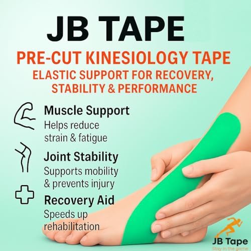 JB Tape Kinesiology Tape, 80 Precut Strips, Green, Latex‑Free, 4 Rolls - Image 4
