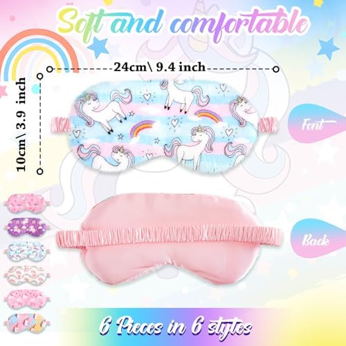Cuffbow 6 Pack Fuzzy Sleep Masks Plush Eye Mask,Unicorn,Colorful - Image 2