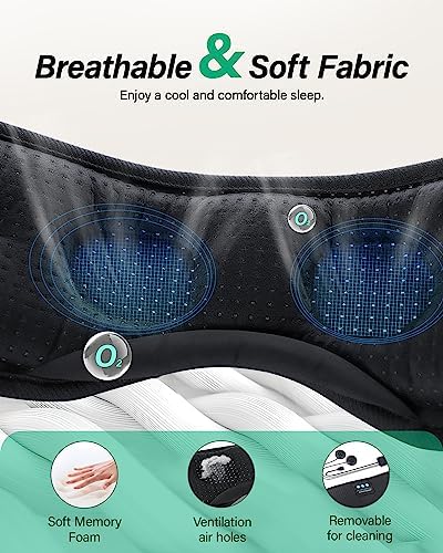 LC-dolida Sleep Headphones, White Noise Bluetooth Sleep Mask 3D Wireless Eye Mask Sleeping with Timing, Sleep Mask with Bluetooth Headphones for Side Sleepers Travel Yoga, Cool Gifts Men Women - Image 5