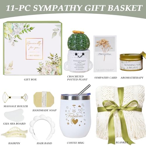 Mother's Day Gift Basket for Women, 11-Piece Self Care Spa Gift Set with Cozy Blanket in Elegant Gift Box, Thinking of You, Get Well Soon and Sympathy Gifts for Mom, Wife, Sister - Image 2