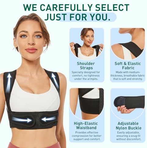 WNIEYO Posture Corrector for Women, Back Brace Posture Corrector Neck Hump, Back Support for Men and Women - Upper Back Pain Relief, Improve Posture, Correct Hunchback, Slouching, Kyphosis(L) - Image 4