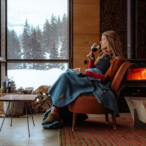 Arcturus Bighorn 100% Virgin Wool Blanket | Heirloom-Quality Wool Bedding for Home & Cabin | Warm, Thick & Durable (Queen Size, Steel Blue) - Image 5