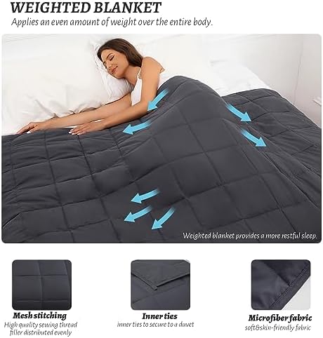 Weighted Blanket 20lbs Queen Size Dark Grey 60"x80" Weighted Blankets for Adults Heavy Blanket are Comfortable and Cozy - Image 6