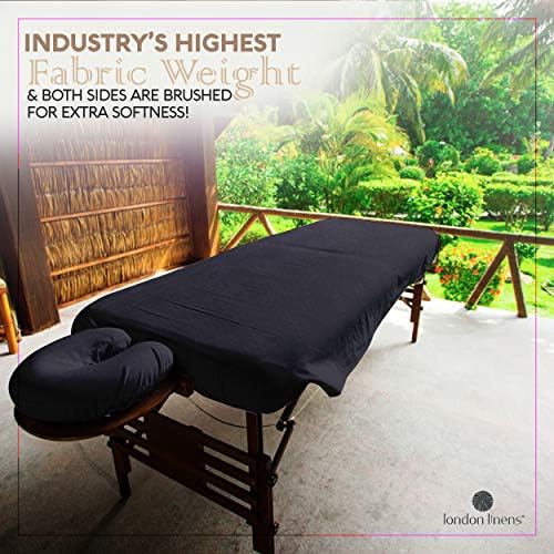 London Linens Extra Thick 3 Piece Massage Table Sheets Set - 100% Natural Cotton Flannel - Includes Massage Table Cover, Fitted Sheet, Face Rest Cover (Exotic Black) - Image 2