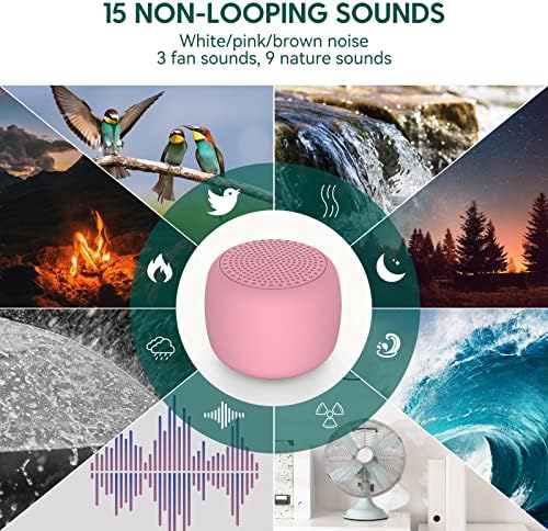 Babelio White Noise Sound Machine for Adults Kids Baby, Mini, 15 Non-looping Sounds, Timer, Memory Function, Easy to Pocket and Travel Pink - Image 3