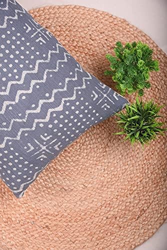 Trade Star 100% Cotton Mudcloth Lumbar Pillow Cover Rustic Oblong Breathable Pillow Covers Back Rest Pillow Cases Boho Farmhouse Case Spring (Dark Grey ALMA 14X36 INCHES) - Image 4