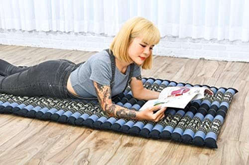 Leewadee - Foldable Floor Mattress - Japanese Roll Up Futon -Trifold Tatami Mat- Guest Floor Bed - Camping Mattress - Thai Massage Mat, Kapok Filled, 75 x 28 inches, Blue - Image 6