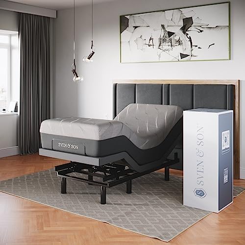 Sven & Son Classic Adjustable Bed Base, Head and Foot Lift, Massage, Under-Bed Lights, USB, Gel Memory, Zero Gravity Smart Frame - Twin XL + 12 inch Memory Foam Matt (Medium) by Unknown