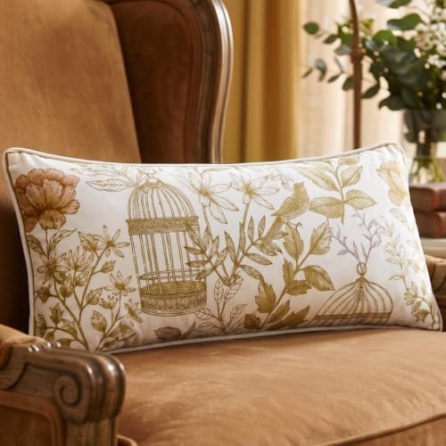patdrea Designer Velvet Throw Pillow Cover,Set of 2,12"x28"-Aviary - Image 3