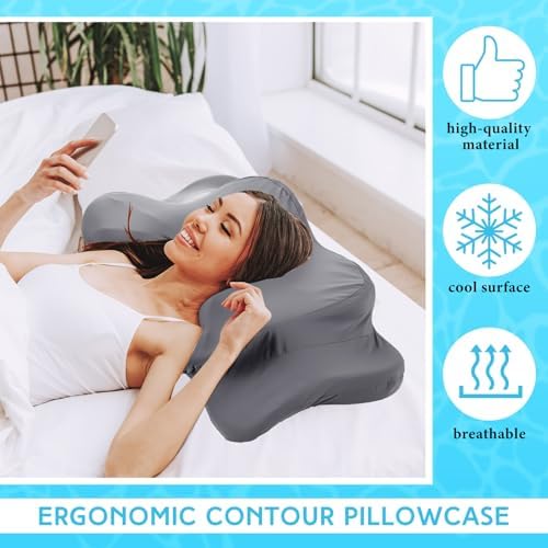 Hahafelt Cooling Cervical Neck Pillowcase,Dark Gray,Queen Size - Image 4