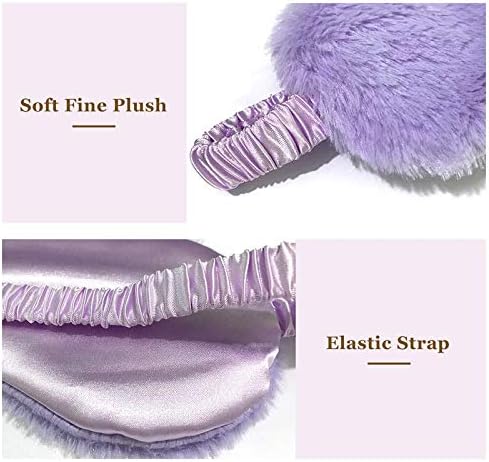 Faux Fur Eye Mask 2PCS Soft Plush Sleeping Blindfold,Purple Blue - Image 2
