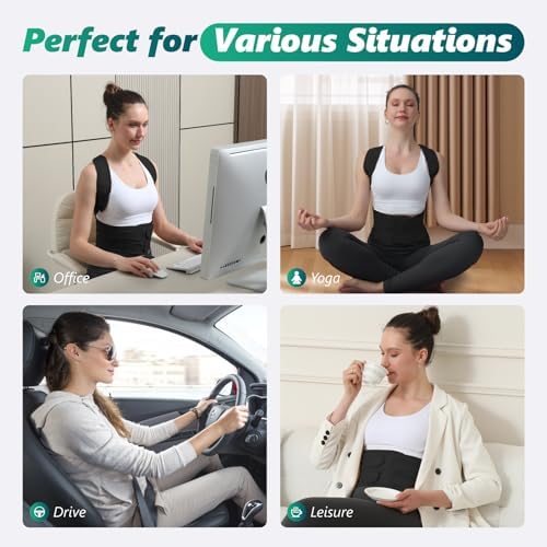 Posture Corrector for Women and Men, Adjustable Shoulder Straightener with Full Back Support, Relief for Lower & Upper Back Pain, Spine, Scoliosis Relief (Black, Small) - Image 6