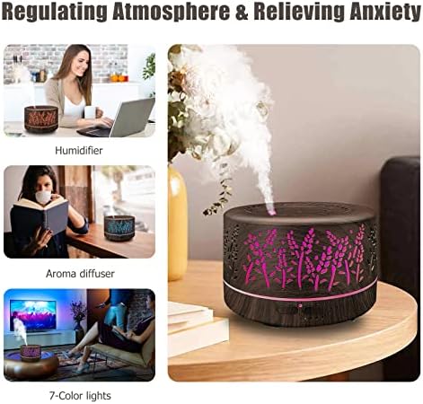 Diffusers for Essential Oils Large Room 600ml,Essential Oil Diffusers for Home with R/C,Cool Mist Humidifier,7 Colors Lights & 3 Mist Mode Waterless Auto Off for Office - Image 5