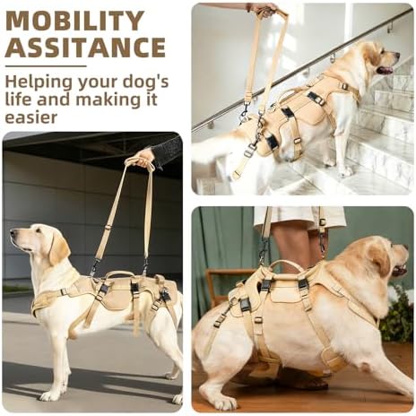 PUPTECK Dog Lift Harness for Medium Large Sized Dog, Rehabilitation Sling for Hind Leg Support, Multifunctional Mobility Assistance Harness for Old, Disabled, Joint Injuries, Paralysis Dogs, Brown L - Image 3