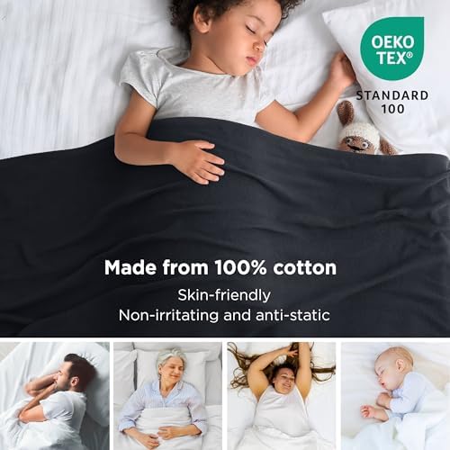 Bedsure 100% Cotton Blanket, Herringbone Weave, Oversized King, Black - Image 2