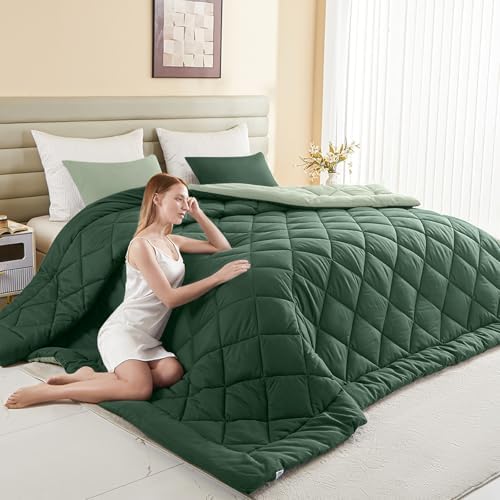 120x120 Oversized King Comforter,Super King Size Comforter Oversized, All Season Soft Lightweight Quilt Down Alternative Duvet Insert with 8 Corner Tabs, Emerald Green/Sage Green by MIOTO