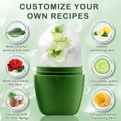 XHJRI Ice Face Roller Massager,Ice Cube Roller for Face, Eyes and Neck Naturally Conditioning and Skin Care,De-Puff Eye Bags,Reduce Migraine Pain,Reusable Massage Silicone Ice Mold (New Green) - Image 4