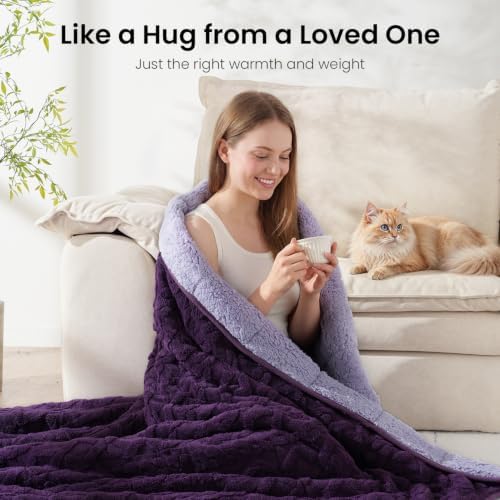 Drewin Weighted Blanket 15lbs for Adults,Dark & Light Purple,60" x 80" - Image 4