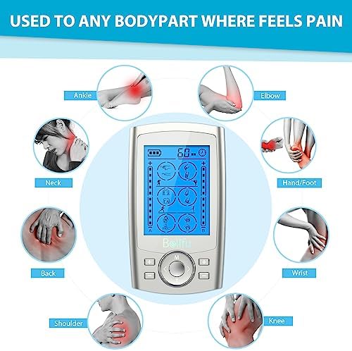 Belifu Dual Channel TENS EMS Unit 24 Modes Muscle Stimulator for Pain Relief Therapy, Electronic Pulse Massager Muscle Massager with 10 Pads, Dust-Proof Drawstring Storage Bag, Fastening Cable Ties - Image 3
