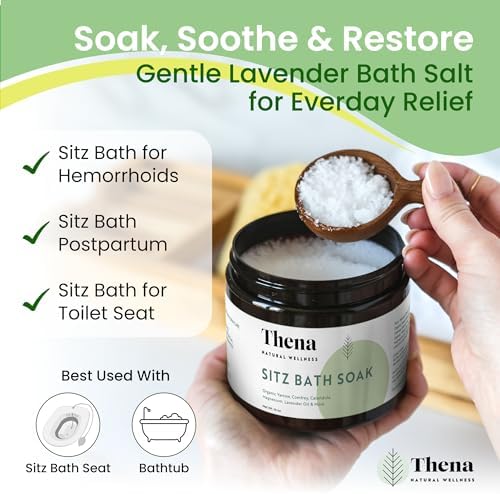 Best Organic Sitz Bath Soak Postpartum Care and Post Partum Essentials, Natural Hemorrhoid Treatment for Women & Moms with Epsom Dead Sea Salt Witch Hazel, Sitz Bath for Toilet, Thena - Image 3