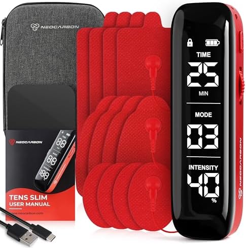 NEOCARBON TENS Unit Muscle Stimulator Slim for Pain Relief, Red by Neocarbon