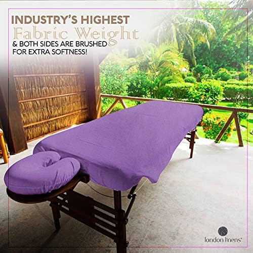 London Linens Extra Thick 3 Piece Set Massage Table Sheets Set - 100% Natural Cotton Flannel - Includes Massage Table Cover, Massage Fitted Sheet, and Massage Face Rest Cover (Lilac) - Image 2