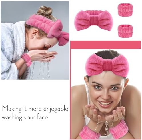 16pcs Skincare Headband Set, Headband Set for Face Washing Spa and Makeup, Including 1 Hairband, Wristband, 3 Hair Claw Clips and 10 Hair Ties, with Box, Gift for Women and Girls, Rose Red - Image 6