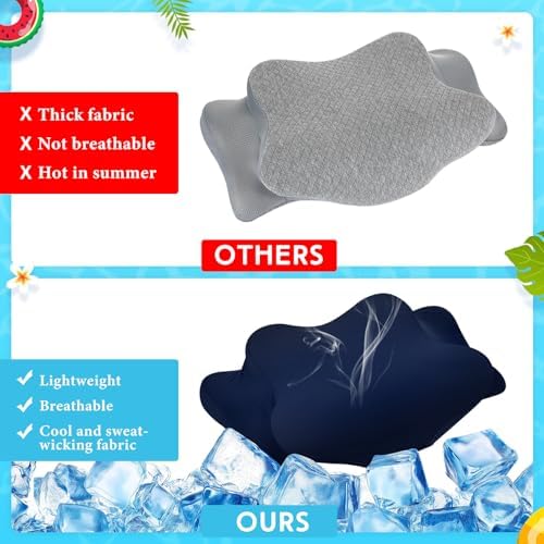 Hahafelt Cooling Cervical Neck Pillowcase,Navy Blue,Queen Size - Image 3